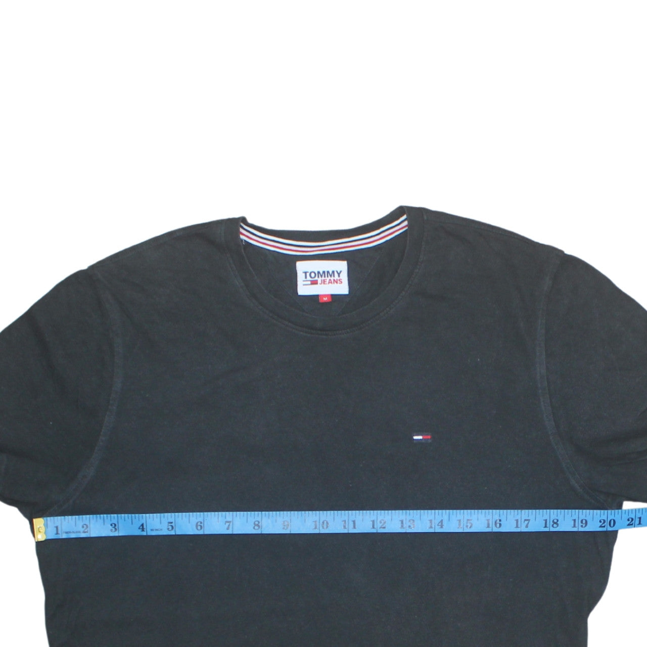 Tommy Jeans Men's Black Cotton Crew Neck T-Shirt M Regular Fit