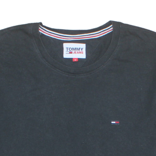 Tommy Jeans Men's Black Cotton Crew Neck T-Shirt M Regular Fit