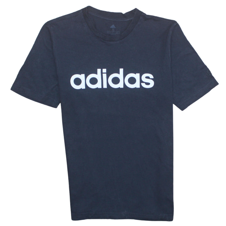 Adidas Men's Blue Small Logo Graphic Cotton T-Shirt