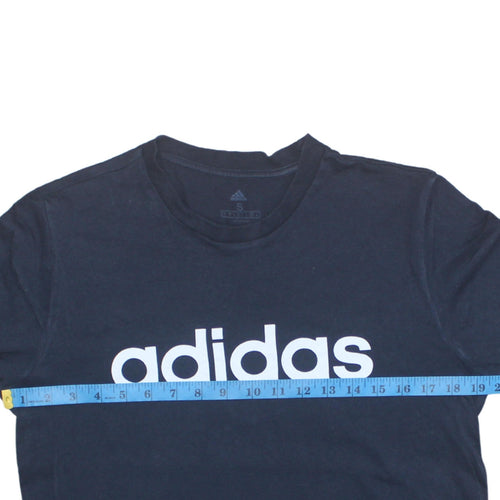 Adidas Men's Blue Small Logo Graphic Cotton T-Shirt