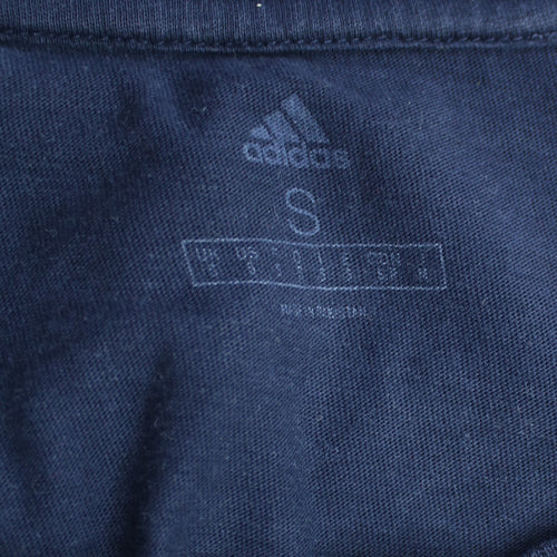 Adidas Men's Blue Small Logo Graphic Cotton T-Shirt