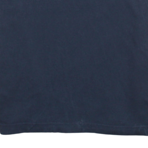 Adidas Men's Blue Small Logo Graphic Cotton T-Shirt