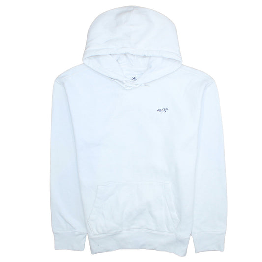 Hollister Men’s White Pullover Hoodie L Logo Fleece Sweatshirt