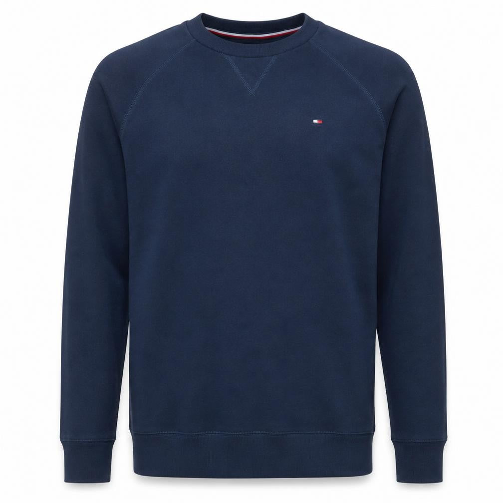 Front view of Tommy Hilfiger Men's Blue Cotton Crew Neck Sweatshirt M
