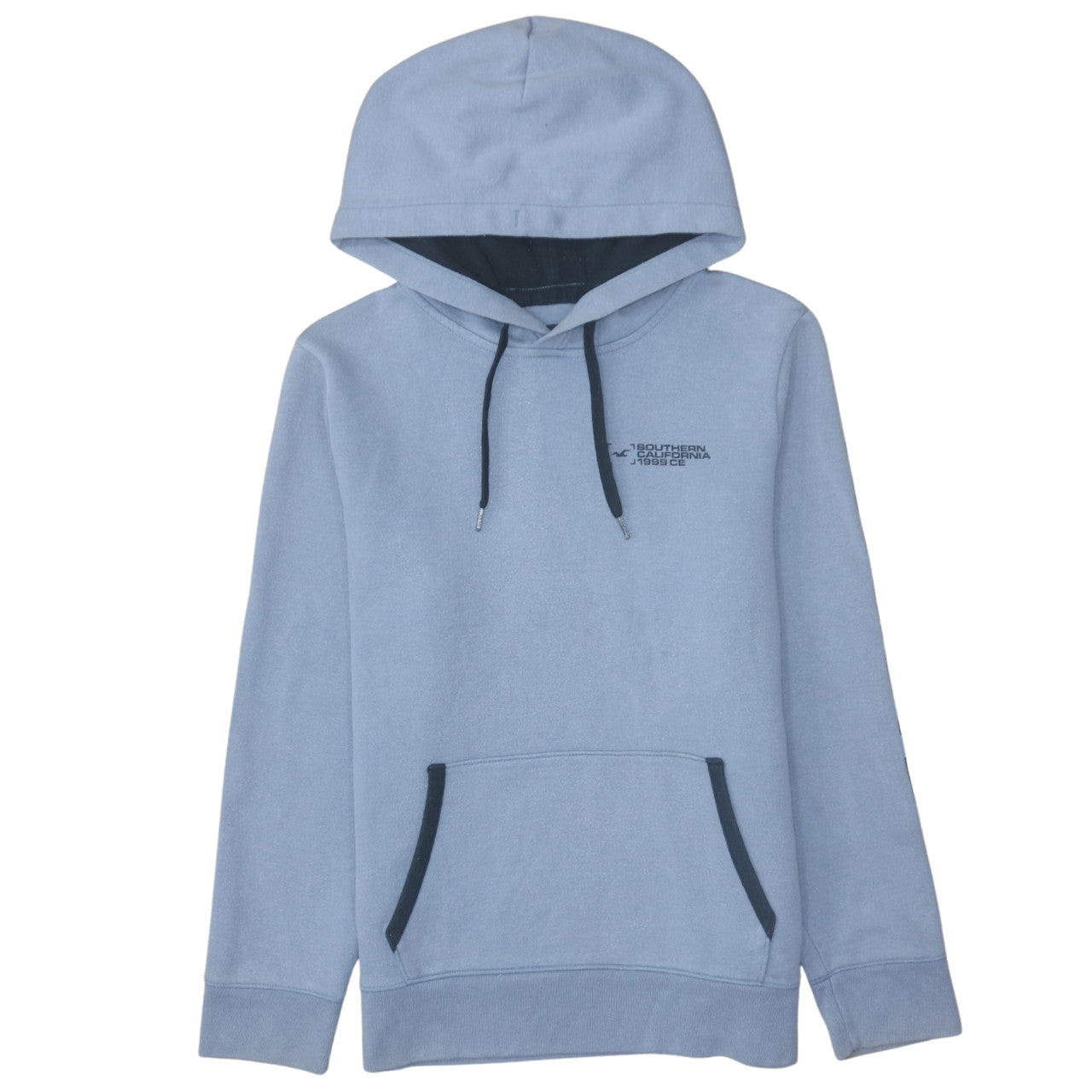 Hollister Men Blue Pullover Hoodie M Logo Cotton Blend Casual
