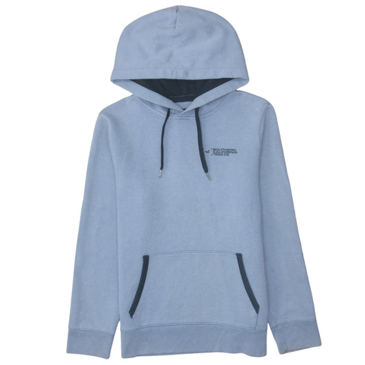 Hollister Men Blue Pullover Hoodie M Logo Cotton Blend Casual