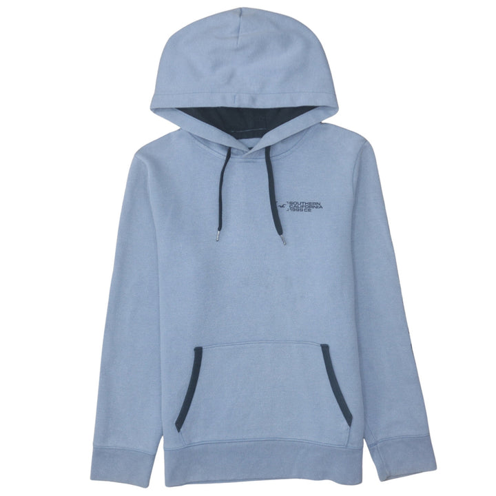 Hollister Men Blue Pullover Hoodie M Logo Cotton Blend Casual