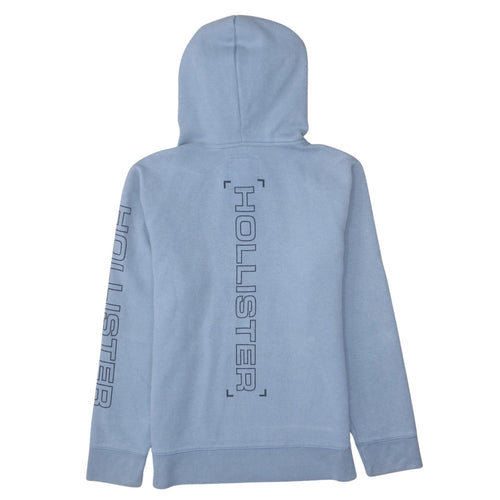 Hollister Men Blue Pullover Hoodie M Logo Cotton Blend Casual