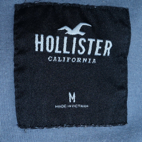 Hollister Men Blue Pullover Hoodie M Logo Cotton Blend Casual