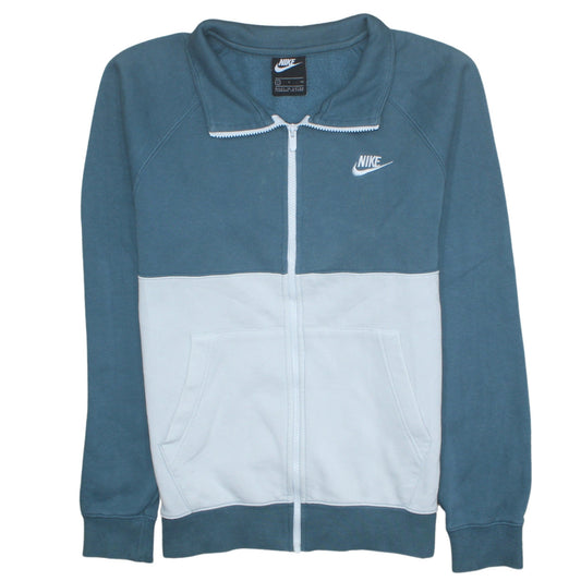 Nike Men's Blue Full Zip Sweatshirt Small Collared Logo Design