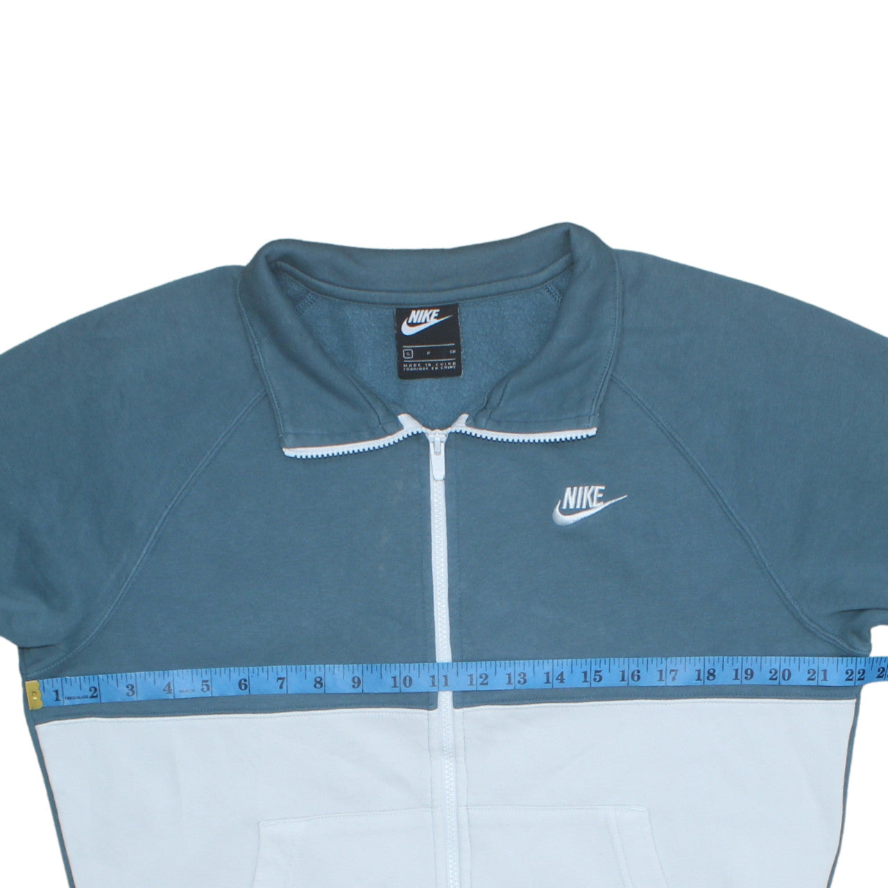 Nike Men's Blue Full Zip Sweatshirt Small Collared Logo Design