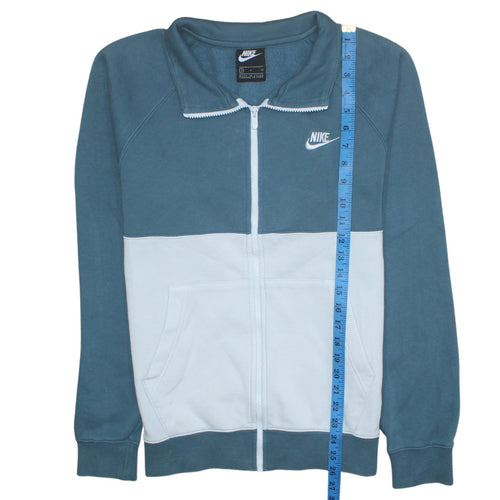 Nike Men's Blue Full Zip Sweatshirt Small Collared Logo Design