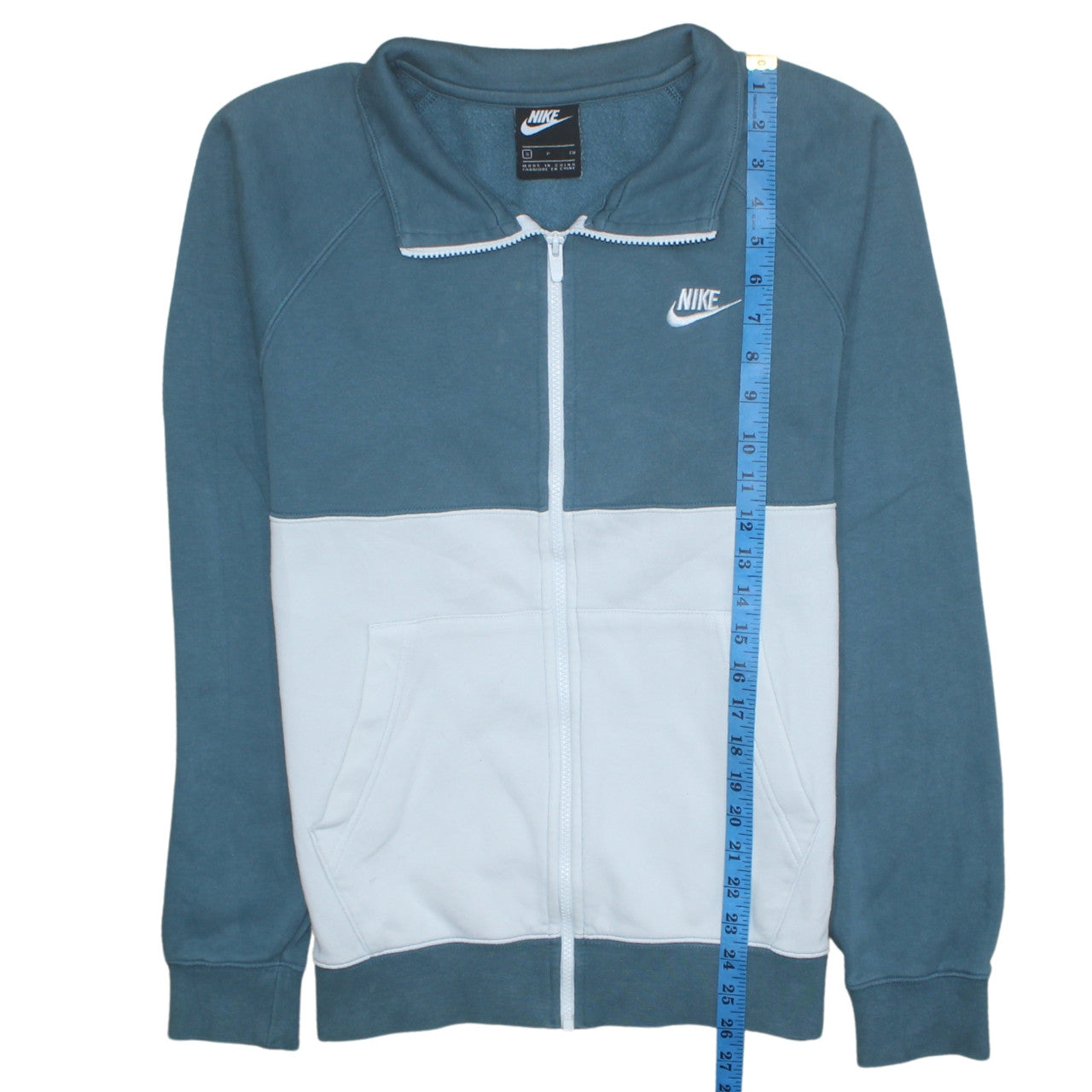 Nike Men's Blue Full Zip Sweatshirt Small Collared Logo Design