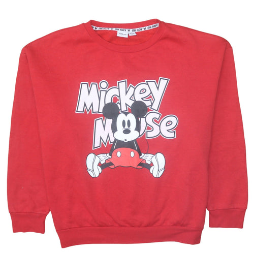 Disney Women Red Mickey Mouse Pullover Sweatshirt XL