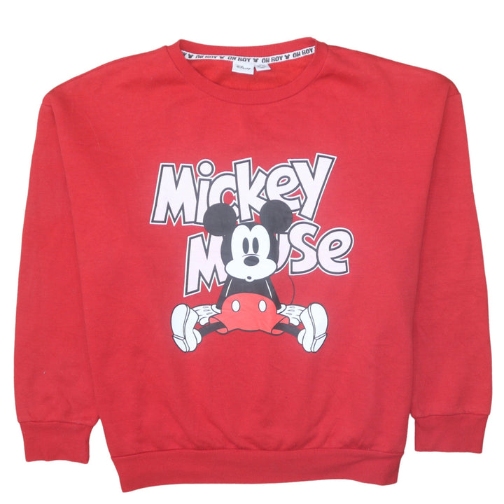 Disney Women Red Mickey Mouse Pullover Sweatshirt XL