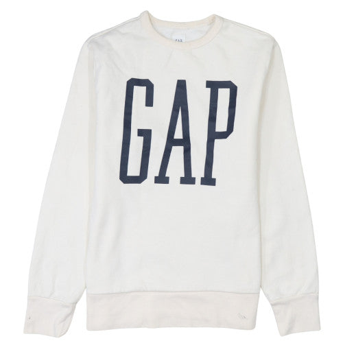 GAP Men's White Logo Pullover Sweatshirt M Regular Fit Fleece