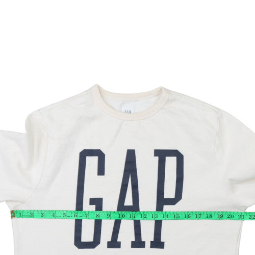 GAP Men's White Logo Pullover Sweatshirt M Regular Fit Fleece