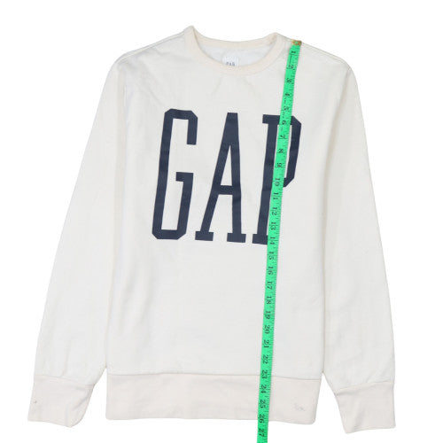 GAP Men's White Logo Pullover Sweatshirt M Regular Fit Fleece