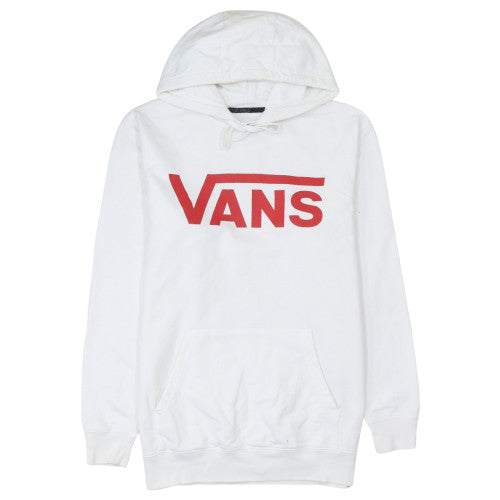 Vans Mens White Pullover Hoodie Medium Fleece Logo Skate Style