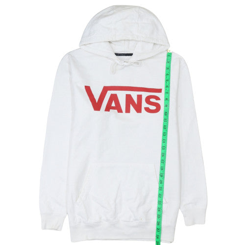 Vans Mens White Pullover Hoodie Medium Fleece Logo Skate Style