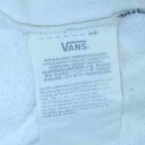 Vans Mens White Pullover Hoodie Medium Fleece Logo Skate Style