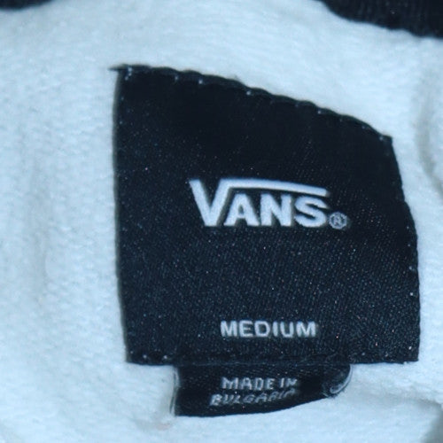 Vans Mens White Pullover Hoodie Medium Fleece Logo Skate Style