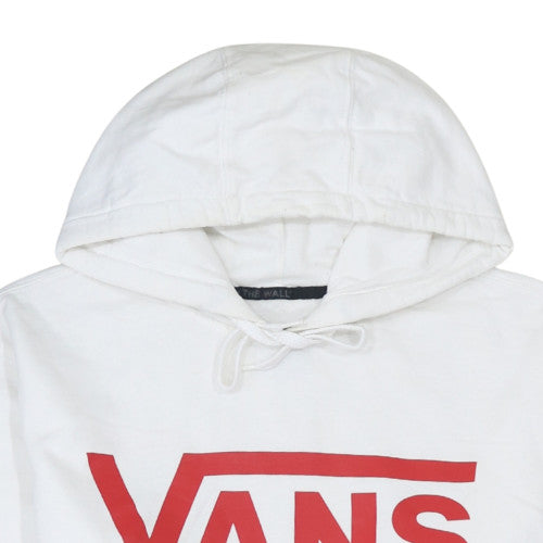 Vans Mens White Pullover Hoodie Medium Fleece Logo Skate Style
