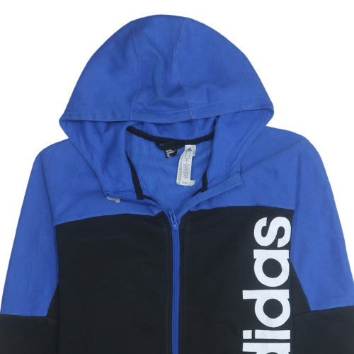 Adidas Men's Blue Black Full Zip Hoodie M Logo Sportswear