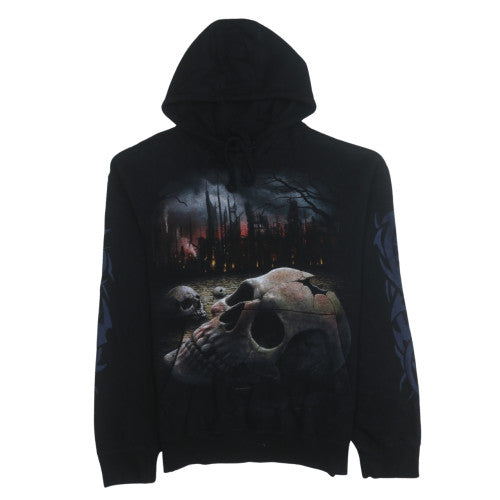 Spiral Men Black XL Gothic Skull Pullover Hoodie