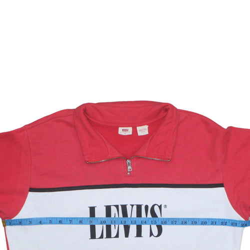 Levi's Men's Red 1/2 Zip Logo Sweatshirt XL Regular Fit