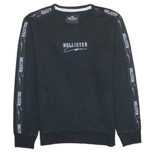 Hollister Men’s Black Crew Neck Sweatshirt Size M Pullover Logo Fleece