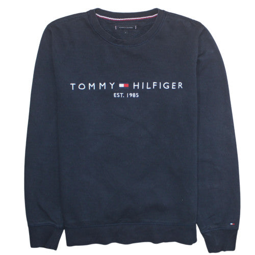Tommy Hilfiger Men's Navy Blue Cotton Crew Neck Sweatshirt L