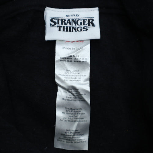 Stranger Things Black Hoodie Women UK 24-26 Cotton Blend Pullover