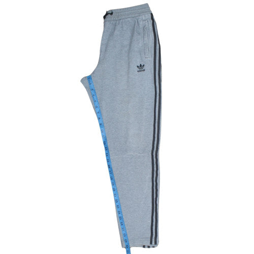 Adidas Mens Grey Track Pants L Regular Fit 3 Stripe Activewear Trousers