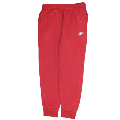 Nike Men's Red Fleece Jogger Trousers Size L Elastic Waist Comfort Fit