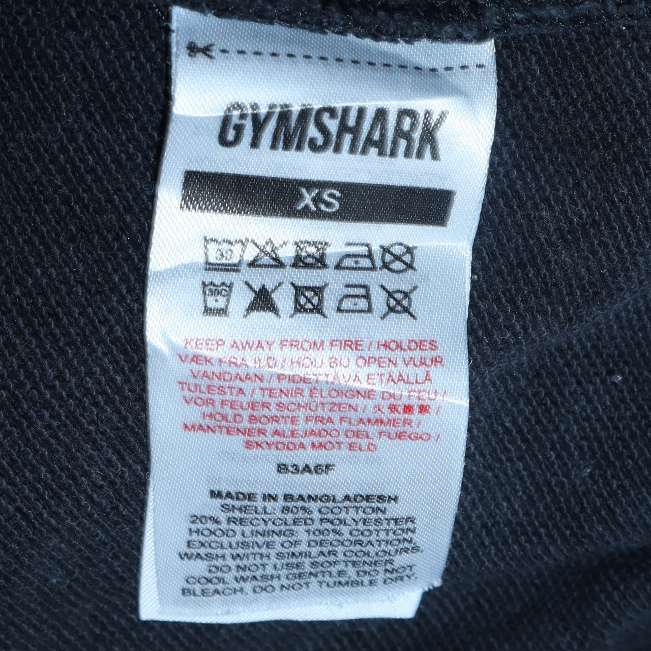 Gymshark Men’s Black XS Pullover Hoodie Cotton Blend Sportswear