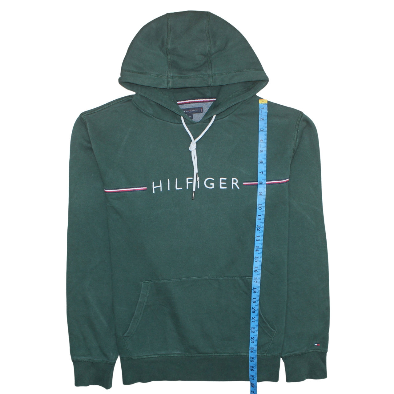 Tommy Hilfiger Men's Green 2XL Pullover Hoodie Embroidered Logo