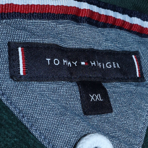 Tommy Hilfiger Men's Green 2XL Pullover Hoodie Embroidered Logo