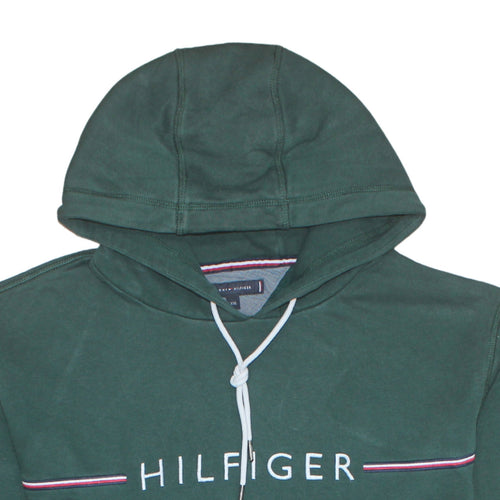 Tommy Hilfiger Men's Green 2XL Pullover Hoodie Embroidered Logo