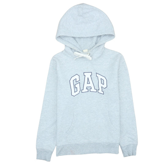 GAP Womens Light Grey Pullover Hoodie Small Cotton Blend Logo Casual