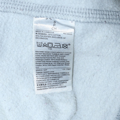 GAP Womens Light Grey Pullover Hoodie Small Cotton Blend Logo Casual