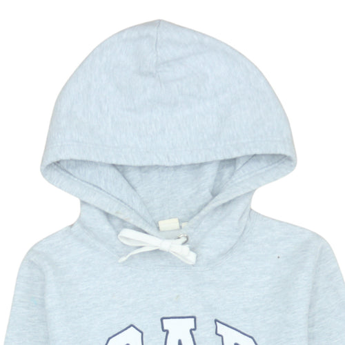 GAP Womens Light Grey Pullover Hoodie Small Cotton Blend Logo Casual