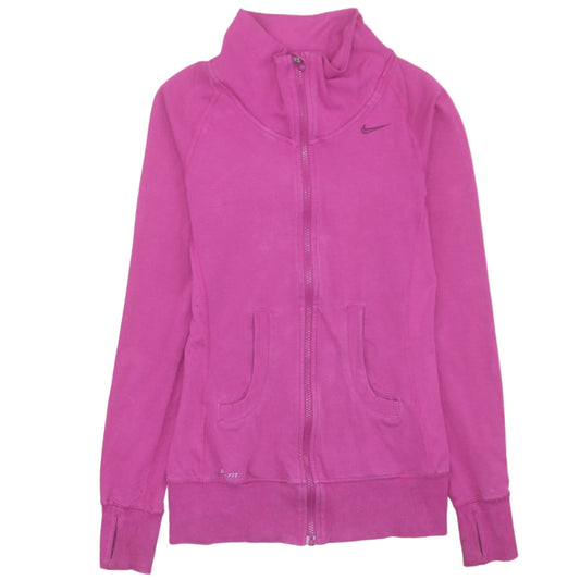 Nike Women XS Pink Full Zip Sweatshirt Dri-FIT Cotton Blend