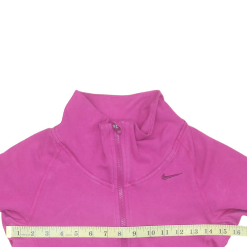 Nike Women XS Pink Full Zip Sweatshirt Dri-FIT Cotton Blend