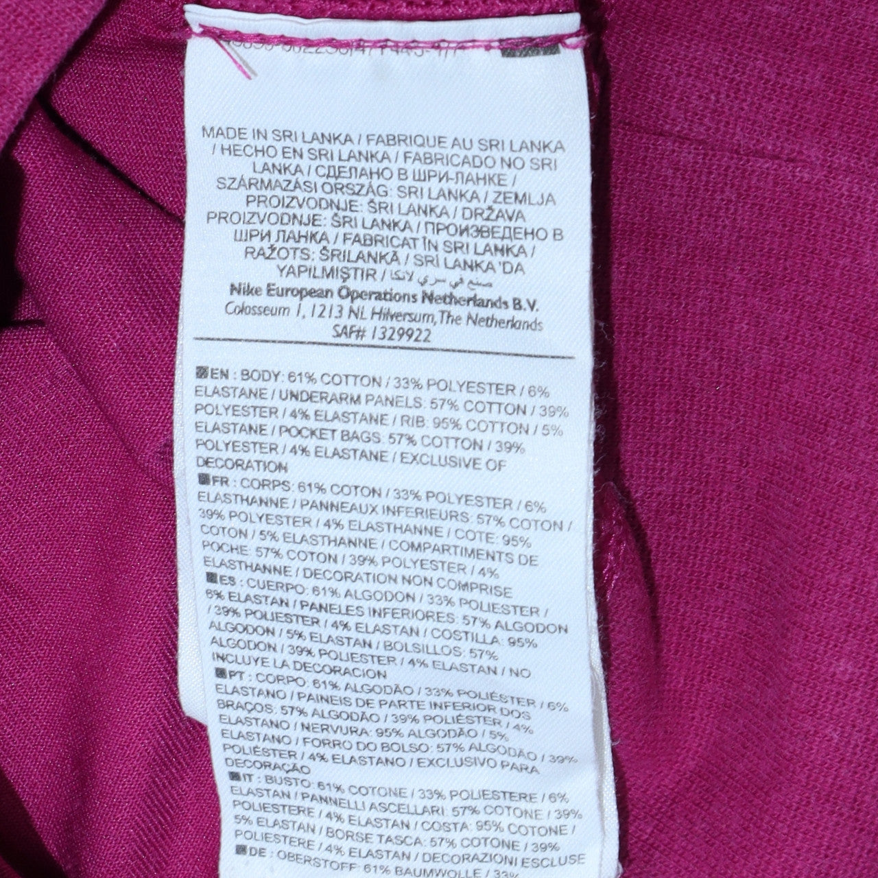 Nike Women XS Pink Full Zip Sweatshirt Dri-FIT Cotton Blend