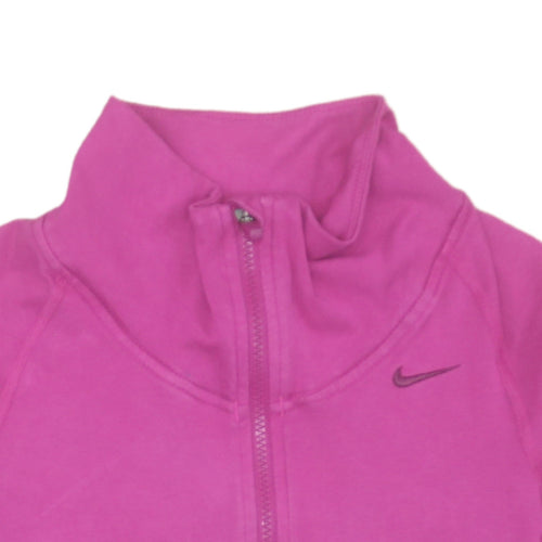 Nike Women XS Pink Full Zip Sweatshirt Dri-FIT Cotton Blend