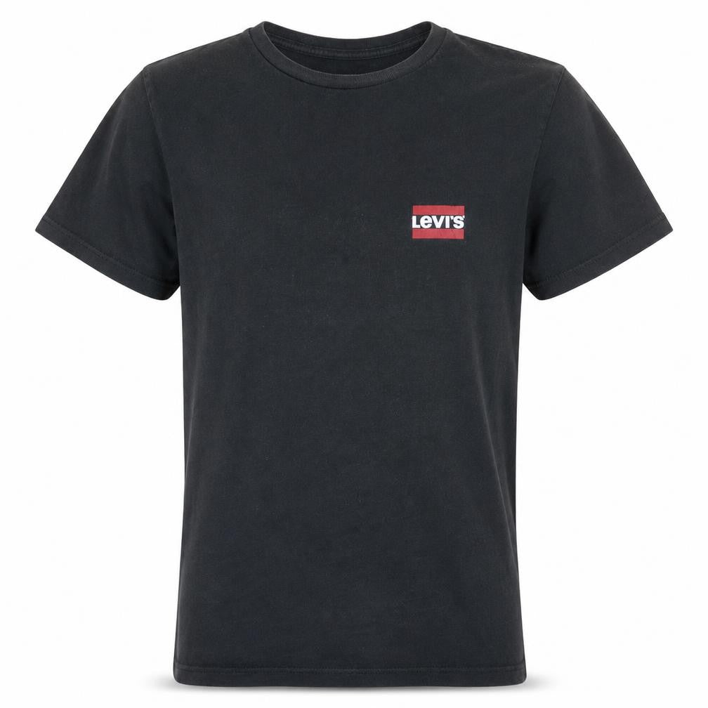 Front view of Levi's Men's Black Small Logo Crew Neck Cotton T-Shirt