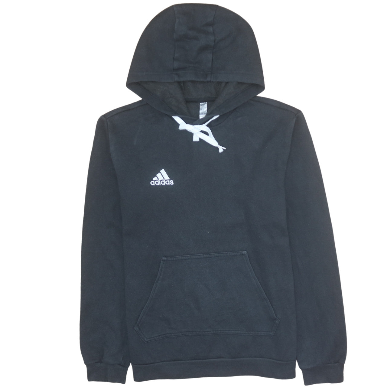Adidas Men's Black Small Pullover Hoodie with Logo and Drawstring