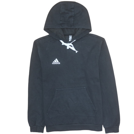 Adidas Men's Black Small Pullover Hoodie with Logo and Drawstring