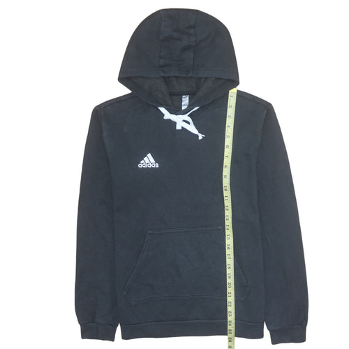 Adidas Men's Black Small Pullover Hoodie with Logo and Drawstring